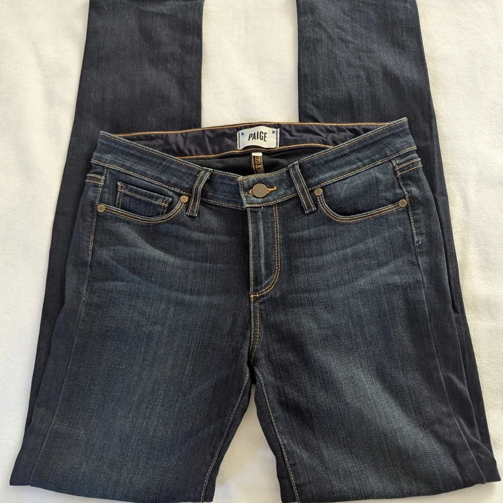 PAIGE Skyline Skinny Low Rise Dark Wash Denim Jeans Women's Size 28 Sleek Modern